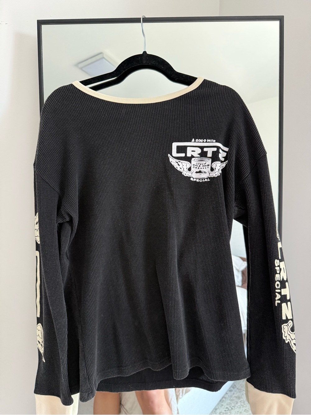 CRTZ Black Long Sleeve Thermal Tee with Contrast Trim